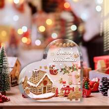 زخرفة عيد الميلاد القلبية المسطحة الأبعاد من الأكريليك - ديكور طاولة العطلات ، بدون حاجة للكهرباء ، مناسبة للمنزل والمكتب وكديكور هدية العطلات