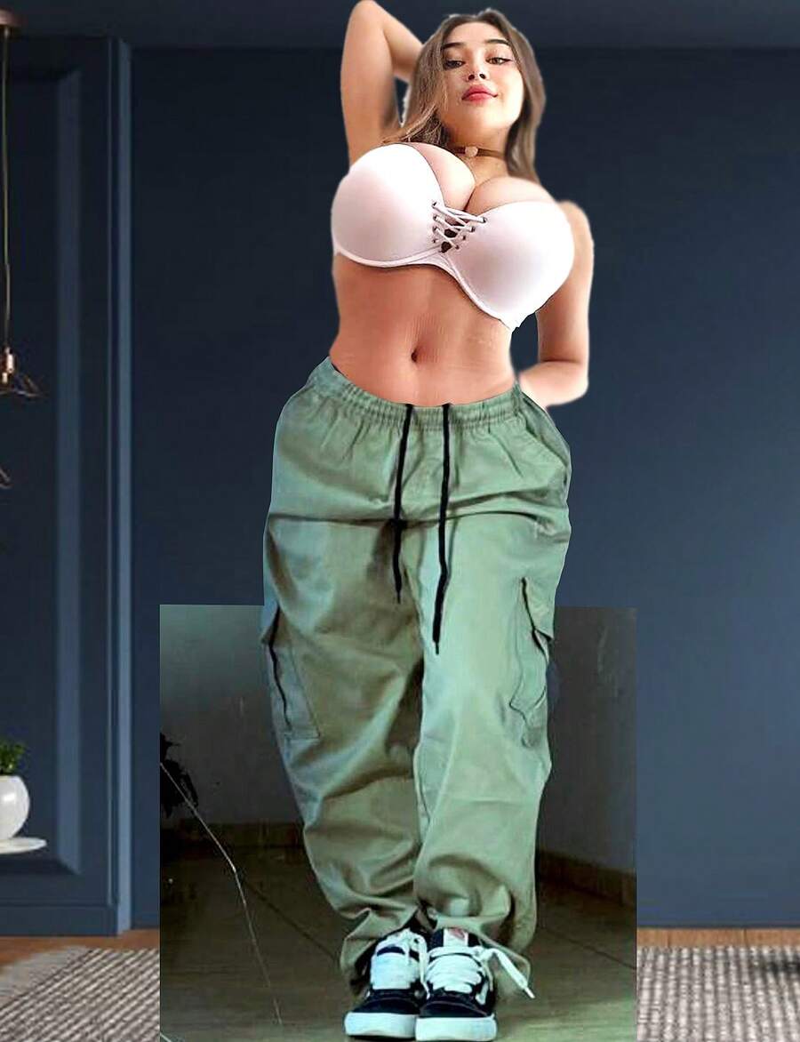 Wide Leg Twill Cargo Skate Pants Original Fabric Supper Promotion 100% - Màu Khaki - Xem 1