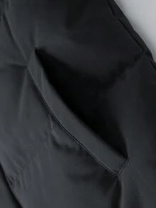 Men's Vest, Warm Fashionable Solid Color Thick Collar Padded Vest, Warm Outerwear - الأسود - مشاهدة 11