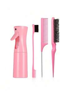 Set de cepillos de pelo anudados de 1/2/3/4/5/6/7/9 piezas, botella de spray de niebla fina continua (6.8 oz/200 ml), cepillo de desenredar con diseño de unicornio apto para adultos y niñas, cepillo para enraizar y cepillo lateral, adecuado para peinados y peluqueros