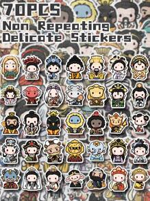 70pcs Cute Characters From Journey To The West Themed Stickers Non-Repeating Delicate Decorative Stickers For Holiday Gift Party&Home Decors Birthday Gift Luggage Scooter Hand Account Water Bottle Cups Laptop Tablet Phone Case Notebooks School Supplies, Back To School
