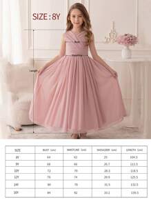 Teen Girl Pink Chiffon Dress Party Wedding Long Gown