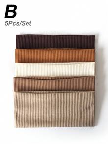 5条条纹和纯色弹力发带，百搭休闲头饰，时尚发饰，经典发带，秋冬度假装扮女士优雅围巾，女士头巾，柔软头巾