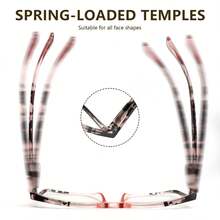 1 件装矩形拼色老花镜，豹纹印花，舒适弹簧铰链，时尚老花镜，男女皆宜