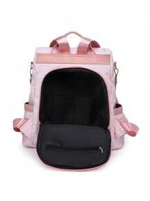 Mochila de viaje de moda para mujer, de gran capacidad, con diseño antirrobo de bloques de color, apta para laptop, mochila estudiantil, estilo callejero