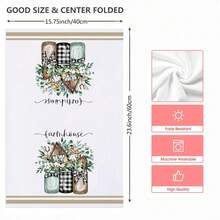6件套，SWEET HOME 条纹棉质餐巾，BLESS HOME 花卉印花厨房毛巾套装，超柔软纤维洗碗布，100% 涤纶，可机洗，春夏装饰手巾，简约乡村风厨房装饰毛巾，厨房用品，清洁用品，浴室配件 - 彩色 - 查看 3