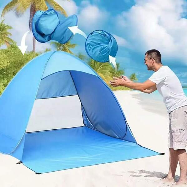 Lightweight And Durable Portable Pop-Up Beach Tent, Protects You From Sunlight - UPF 50+ UV Protection! Includes 6 Ground Stakes. Great Gift For Christmas, Halloween, Thanksgiving