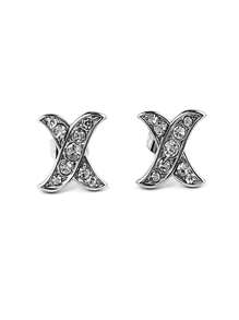 1 Pair Elegant Cubic Zirconia X-Shaped Stainless Steel Stud Earrings For Women, Minimalist Versatile Earrings Gift For Lover, Mother, Friends