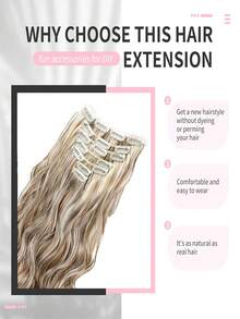 18-30英寸16片装黑色自然日常长卷发接发七件套女士 - 彩色 - 查看 4