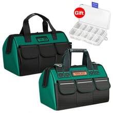 1PC Heavy-Duty Waterproof Tool Bag - Large Capacity Oxford Canvas, Wear-Resistant Electrician'S Storage Organizer With Multiple Compartments For Screws, Nails, Drill Bits & More, Tool Storage Bag