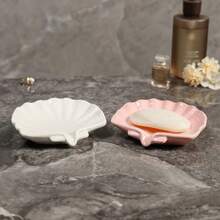 1pc Ceramics Duck Soap Box Cartoon Soap Dish Pearl Shell Drainable Soap Holder Soap Container Soap Dish For Tray Bathroom Accessories Shower & Bathtub