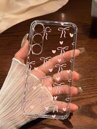 1pc Pink Bow Heart Soft Phone Case Compatible With IPhone 17/17 Air/17 Pro/17 Pro Max, Honor, Redmi, And Compatible With Samsung Galaxy A04e/12/A13/A14/A34/A50/A52/A53/A54/S21/S22/S23/S24/S25/S25Ultra, 6A/7A/8A, 12T/13T