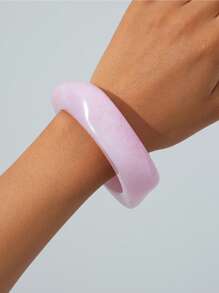 1 pieza Brazalete geométrico exagerado retro, semitraslúcido, de resina de colores para mujeres