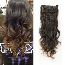 Clip In Extensions 7 PCS Full Head Water Wave Synthetic Clip Piece Wavy Clips Hair Accessories For Women Girls, 16 Clips