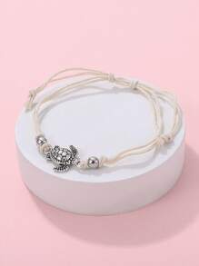 Neuer Retro-Stil Schildkröte handgewebte Hanfseil Knöchelkette, unisex, perfekter Modeaccessoire für Sommerstrände, multifunktionale dekorative Kette (Armband, Knöchelkette)