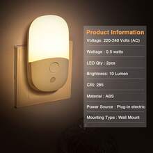Night Light Plug In Wall,Aotomatic Night Light With Dusk To Dawn Sensor,2700K Warm White Light,ABS Three-Level Adjustable Light Control,LED Night Light For Hallway,Bathroom(Note: This Night Light AOTO Function Will Only Illuminate When Ambient Light Is Sufficiently Dim.) - UK Plug(220-240V) - View 3