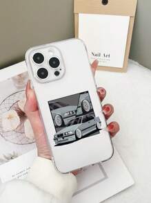 1 pieza Funda de teléfono con diseño de auto pintado, transparente y a prueba de golpes, compatible con iPhone 15/15Pro/15Plus/15ProMax/16/16Pro/16Plus/16ProMax, Galaxy S23 Ultra/A14/A24, Redmi Note 12Pro, Pixel 8/8Pro