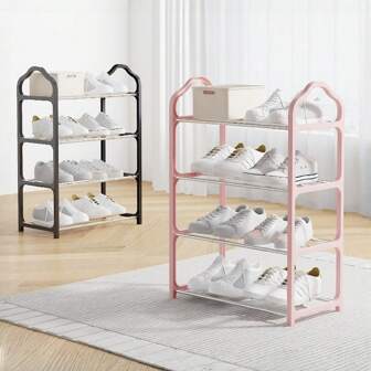 1pc 4 Tier Shoe Rack Organizer - Free-Standing Shoe Storage Cabinet For Closet, Front Door Entrance, And Entryway - Easy To Install And Space Saving