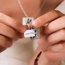 Custom Engraving Photo Locket, Sentimental Relationship Jewelry, Mail Envelope Couple Necklace, Best Friend Gift, Mom's Gift