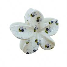 1pc Fashionable Floral & Bee Print Hair Clip - Y2K Style Chic Hair Accessory, Cute Flower Hair Clip For Women, Durable Resin Flower Hair Barrette, Ladies Summer Hair Clip Fashion Hair Accessories Flower Claw Clips
