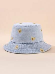 1 pieza Gorra visera para niños con patrón bordado, gorra de cubo casual desgastada para uso al aire libre y de todos los días