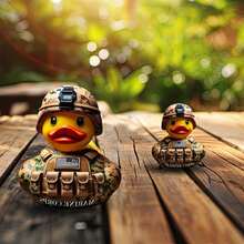 Armed Duck,Memorial Duck,Military Duck Resin Figurine,Uniform Armed Forces Resin Duck,Unique Military Rubber Duck Desktop Ornament Day Gifts,Hand-Painted Duck Toy - D - 查看 8