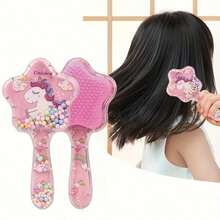 Peine de masaje con líquido de arena movediza y diseño de dibujos animados para niños, cómodo y sin estática para niñas, con diseño de cojín de aire, cuentas y lentejuelas transparentes y coloridas, mango de plástico ABS duradero - Multicolor - Ver 1