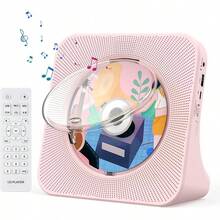 Gueray Portable CD Player, Bluetooth CD Kpop Player For Desktop With HiFi Sound Speaker, Cute FM Radio CD Music Player For Home With Remote Control Dust Cover LED Screen Support AUX/USB Headphone Jack - Pink - View 2