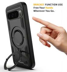 For Pixel 9/9 Pro/10/10 Pro/Pixel 9 Pro XL/10 Pro XL/Pixel 9a Case Magnetic Ring Kickstand Shockproof Hybrid Rugged Protective Slim Phone Cover Black Gift For Birthday, Mother, Family, Friends, Boyfriend, Girlfriend, Boyfriends, Valentine's Day - 黑色 - 查看 1