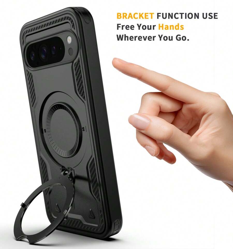 For Pixel 9/9 Pro/10/10 Pro/Pixel 9 Pro XL/10 Pro XL/Pixel 9a Case Magnetic Ring Kickstand Shockproof Hybrid Rugged Protective Slim Phone Cover Black Gift For Birthday, Mother, Family, Friends, Boyfriend, Girlfriend, Boyfriends, Valentine's Day - 黑色 - 查看 1