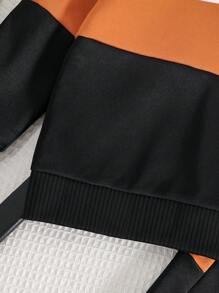 青少年男孩拼色保暖圆领运动衫和梭织长裤