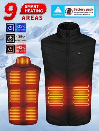 Men'S Smart Heating Vest - Smart Electric Heating With Adjustable Temperature Settings, Rapid USB Charging, Solid State Heating, Stylish Winter Jacket Design For Outdoor Activities(Power Supply Is Not Included)