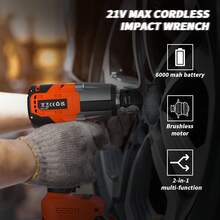 AutoFu Cordless Impact Wrench 1/2 Inch, 550N.M High Torque 3000 RPM, Brushless Motor, With  Li-Ion Battery, Electric Wrench For Tire Lug Nuts - Orange - View 5