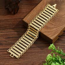 时尚复古图案手链闪亮金色女士摩洛哥风格新娘结婚首饰