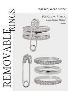 1pc Fashion Safety Pin Decorative Ring,Sparkling Rhinestone Pendant Accessory,Multi-Layer Removable Ring With Pin Design,Elegant Ladies Jewelry,Suitable For Daily Wear,Perfect Gift For Birthday,Valentine's Day.(Chain Is For Display Only,Not Included)