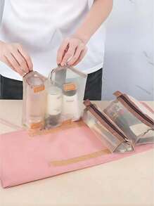 Four-In-One Cosmetic Bag, Cosmetic Storage Bag, Portable Toiletry Bag, Detachable Four-In-One Cosmetic Bag, Multi-Functional Lightweight Travel Women's Folding Travel Cosmetics Storage Toiletry Bag, Multi-Functional Folding Net Bag Toiletry Bag Portable Hanging Travel Storage Bag, Multi-Functional Folding Net Bag Toiletry Bag Portable Hanging Travel Storage Bag