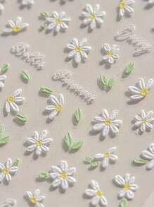 1 pieza Pegatinas de margarita de primavera frescas y sencillas, calcomanías románticas con brillo de crisantemo en relieve, regalos de vuelta a la escuela