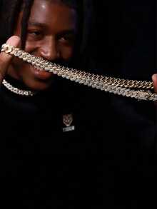 Un collar de aleación con diamantes completos de estilo cubano punk de hip-hop, adecuado para uso diario, viajes urbanos y otras ocasiones, también es un pequeño regalo sorprendente y exquisito - Un collar cubano - Ver 6