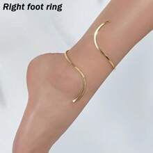 1 pièce Bracelet de cheville élégant en forme de S, design vintage élégant et superposé pour femme, idéal au quotidien ou pour les fêtes. Bracelets de cheville et accessoires pour pieds, style rétro européen et américain, linéaires et géométriques, à la mode pour l'été et la plage.