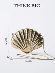 金色压纹贝壳链条单肩包手拿包可调节肩带 - 适合婚礼、庆典、浪漫夜晚、慈善活动、鸡尾酒会、周年纪念、毕业典礼、特别晚宴、度假、别致纹理斜挎包、金色手拿包 - 金色 - 查看 2