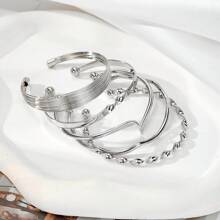 Conjunto de 5 pulseiras femininas irregulares torcidas, uso diário