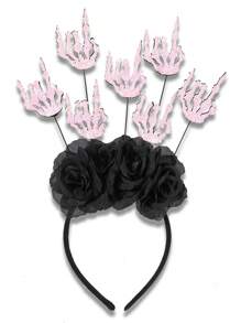 Halloween Party Rose Flower Headband, Dark Gothic Style Masquerade Bat Spider Headdress, Horror Artificial Flower Headpiece, Halloween Accessories, Hairband Headband For Women ,Hair Accessories, Diadema, Hair Hoop