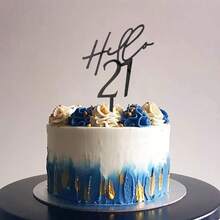 1pc/3pcs/6pcs/12pcs Black Acrylic Hello18/21/30/40/50/60th Birthday Cake Topper For Birthday Party Cake Dessert DIY Decoration Supplies