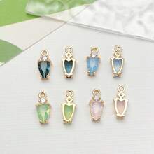 1pc/2pcs/4pcs Cute Macaron Color Heart Shaped Copper Alloy Zirconia Crystal Water Drop Pendant For DIY Jewelry Making, Bracelet, Earrings, Necklace Accessories