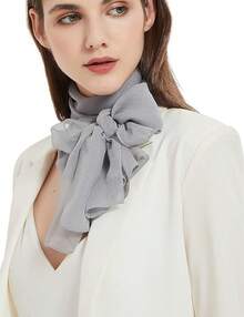 2025PANTONIGHT Long Chiffon Sheer Scarf For Womens - 055 Plain Gray - View 2