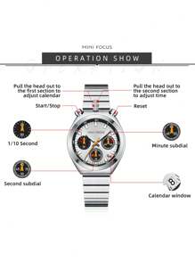 MINIFOCUS 1pc Fashion Elegant Ladies Watches Top Brand Luxury Multifunctional Small Dials Business Casual Quartz Watch For Women Stainless Steel Strap