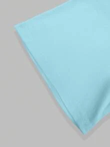 HESSEN 女士休闲简约纯色宽松日常百搭英文字母图案宽松短袖T恤和短裤两件套，健身慢跑服，休闲服，情人节休闲服，新年服 - 藍色 - 查看 5