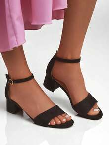 Women's Low-Heeled Sandals - Black and Blue - View 1