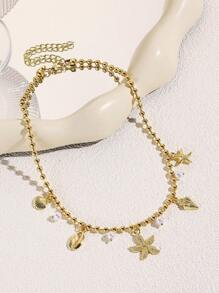 Colar de estrela do mar dourado para mulheres - Corrente delicada inspirada no oceano com detalhes em pérolas e conchas | Joias de praia vintage e doces para o verão | Presente e uso diário para adolescentes