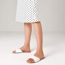 Slides Sandals Women Basic Slip On Flat Sandals Open Toe Comfort Beach Sandals Slippers Casual Dressy Summer - White - View 5